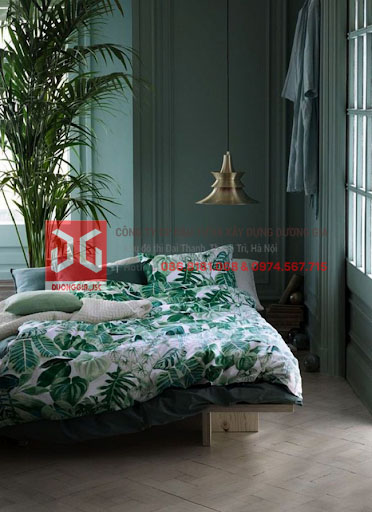 Ga giường, gối theo chủ đề màu xanh