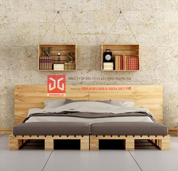Giường từ gỗ pallet vừa đơn giản mà thanh lịch
