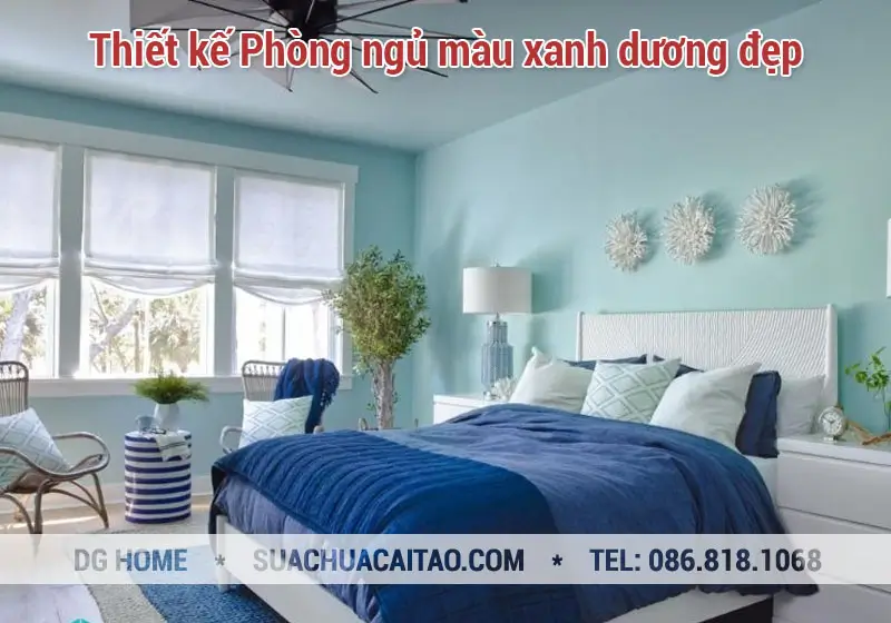 Thiết kế Phòng ngủ màu xanh dương đẹp